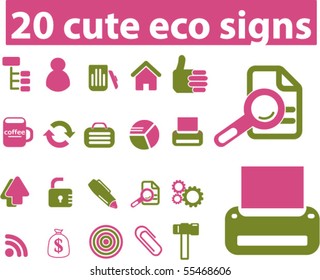 20 lindos signos ecológicos. vector