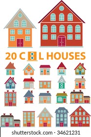 20 cute houses. vector