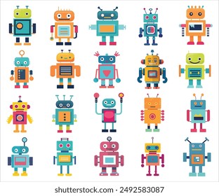 20 Cute Robot Cartoon illustration Collection