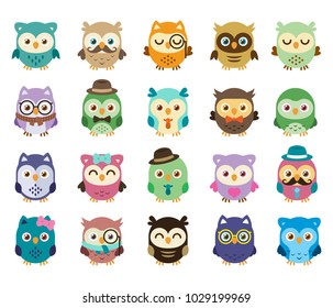 20 cute and sweet owls, simple to edit:
Mix the elements, create your personal owl is simple, well layered, 100% vector