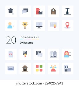 20 Cv Resume Flat Color icon Pack like education education graduation book education