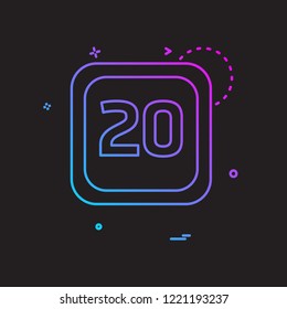 20 Date Calender icon design vector