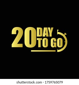 20 day to go Gradient label,sign,button. Vector stock illustration