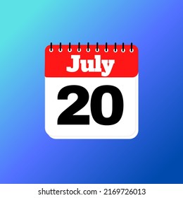 20 Day of month january february march april may june july august september october november dark blue calendar with blue background with 3d shadow, date, Important