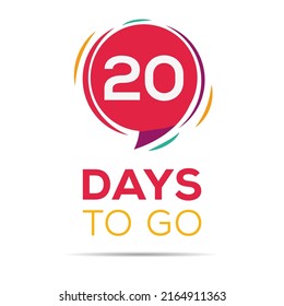 20 Days Countdown left, vector illustration.
