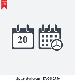 20 days event web icon, calendar icon.Calendar vector icon. Date and day, month.