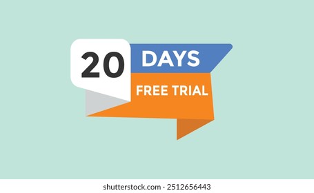 20 días gratis Prueba Cuenta regresiva número Anuncio Plantillas. Ilustración vectorial 
