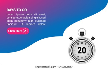20 days to go banner. flat style. days to go concept