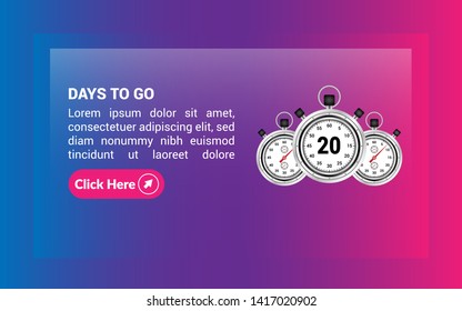 20 days to go banner. flat style. days to go concept