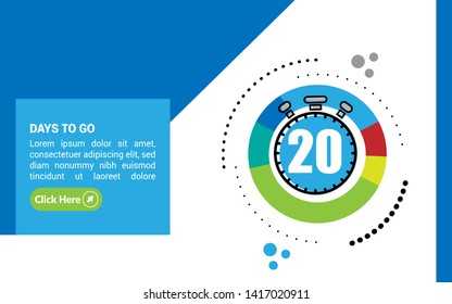 20 days to go banner. flat style. days to go concept