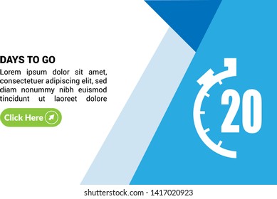 20 days to go banner. flat style. days to go concept