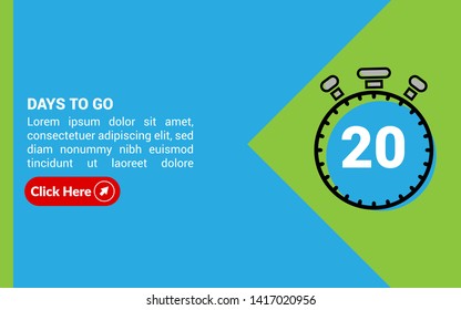 20 days to go banner. flat style. days to go concept