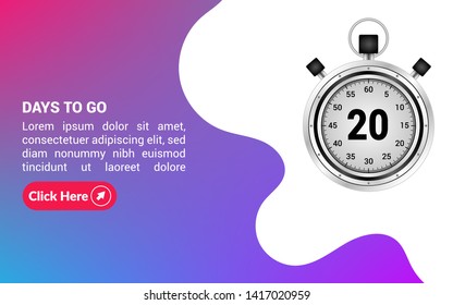 20 days to go banner. flat style. days to go concept