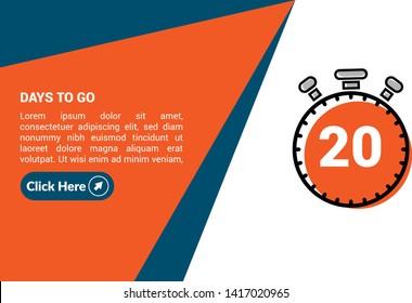20 days to go banner. flat style. days to go concept