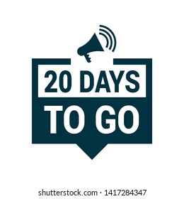 20 days to go banner. flat style. days to go concept