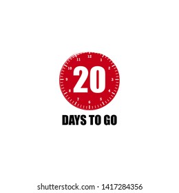 20 days to go banner. flat style. days to go concept