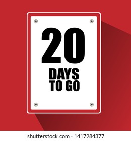 20 days to go banner. flat style. days to go concept