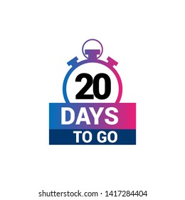 20 days to go banner. flat style. days to go concept