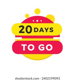 20 días para hacer la cuenta regresiva con megáfono. Icono de diseño de etiquetas modernas. vector de anuncio de venta de tiempo de recuento.