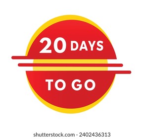 20 days to go countdown banner. Modern label design days left icon. count time sale concept vector.