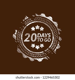 20 days to go label,sign,button. Vector stock illustration.