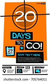 20 Days To Go Retro Poster With  With Venue Time and Ticket Details
