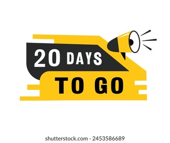 20 days to go speech bubble icon flat style. Banner design for business, marketing. Vector label.
