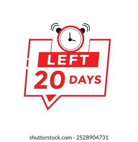 20 days left badge icon , sale web banner countdown promo deal timer. vector illustration design.