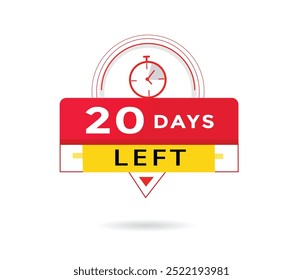 20 dias esquerda banner vetor elemento gráfico. contagem regressiva Símbolo publicitário.