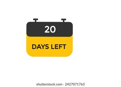 20 days left countdown to go one time,  background template 20 days left, countdown sticker left banner business,sale, label button