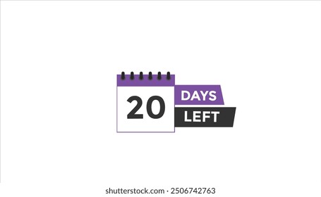 Quedan 20 días Número de cuenta regresiva Anuncio Plantillas. Ilustración vectorial 
