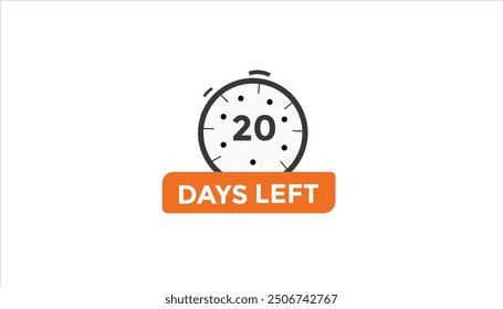 20 days left Countdown number banner templates. time icon. Vector Illustration 
