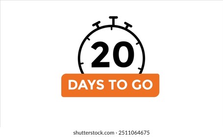 20 days left Countdown number banner templates. time icon. Vector Illustration 