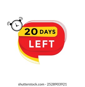 20 days left, sale web banner countdown promo deal timer template. vector illustration design.