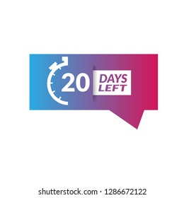 20 Days Left sign - emblem, label, badge,sticker, logo. Designed for your web site design, logo, app, UI