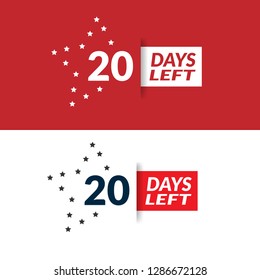 20 Days Left sign - emblem, label, badge,sticker, logo. Designed for your web site design, logo, app, UI