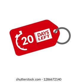 20 Days Left sign - emblem, label, badge,sticker, logo. Designed for your web site design, logo, app, UI