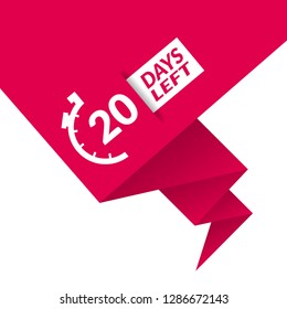 20 Days Left sign - emblem, label, badge,sticker, logo. Designed for your web site design, logo, app, UI