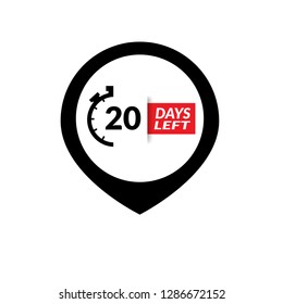 20 Days Left sign - emblem, label, badge,sticker, logo. Designed for your web site design, logo, app, UI