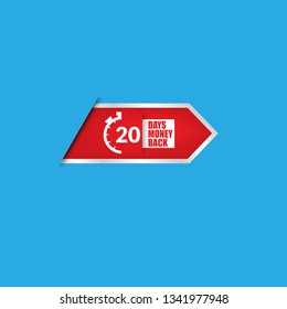 20 Days money back sign - emblem, label, badge,sticker, logo. Designed for your web site design, logo, app, UI