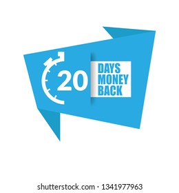 20 Days money back sign - emblem, label, badge,sticker, logo. Designed for your web site design, logo, app, UI