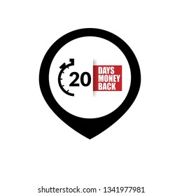 20 Days money back sign - emblem, label, badge,sticker, logo. Designed for your web site design, logo, app, UI