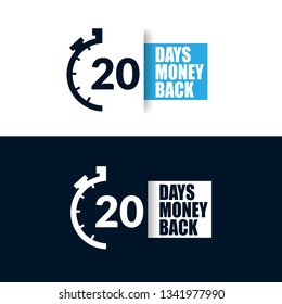 20 Days money back sign - emblem, label, badge,sticker, logo. Designed for your web site design, logo, app, UI