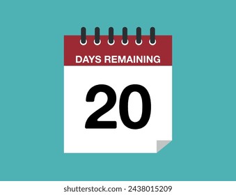 Quedan 20 días. Días de calendario restantes, contador de tiempo