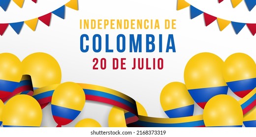 20 de julio colombia unabhängiger Tag Hintergrund mit kolumbianischer Flagge und Ballon