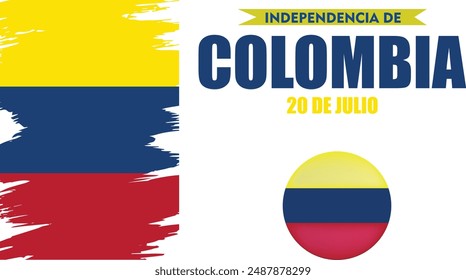 20 De Julio Colombia Independence Day background with Colombian Flag Vector File. Colombia Day 20th July