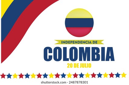 20 De Julio Colombia Independence Day background with Colombian Flag Vector File. 20th July Colombia Day illustration