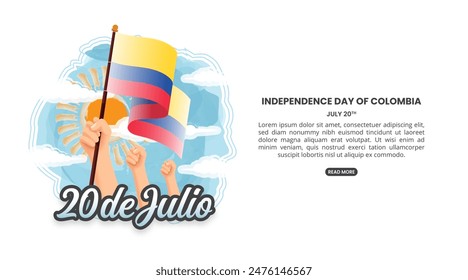 20 De Julio or July 20th Independence Day Of Colombia with waving flag