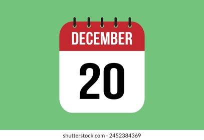 20 December Calendar. December Calendar Vector.