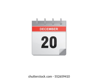 20 December calendar vector illustration on white background